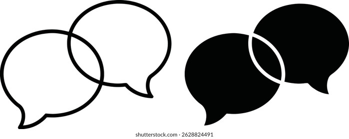 Sobreposição de balões de fala diálogo de conversa ícones de comunicação design plano