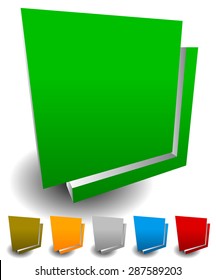 Overlapping square, abstract 3d shapes. 7 colors.