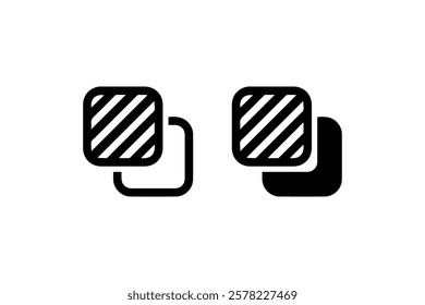 Overlapping Square Icon in Black and White Vector