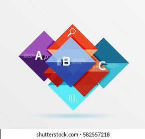 Overlapping square infographics. Vector template background for workflow layout, diagram, number options or web design