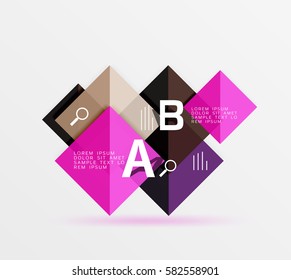 Infografía cuadrada superpuesta. Fondo de plantilla de vector para diseño de flujo de trabajo, diagrama, opciones de número o diseño web