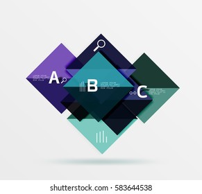 Overlapping square infographics. Vector template background for workflow layout, diagram, number options or web design