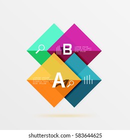 Overlapping square infographics. Vector template background for workflow layout, diagram, number options or web design