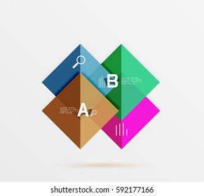 Overlapping square infographics. Vector template background for workflow layout, diagram, number options or web design