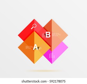 Overlapping square infographics. Vector template background for workflow layout, diagram, number options or web design