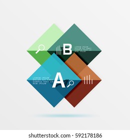 Overlapping square infographics. Vector template background for workflow layout, diagram, number options or web design