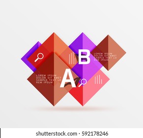 Overlapping square infographics. Vector template background for workflow layout, diagram, number options or web design