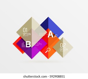 Overlapping square infographics. Vector template background for workflow layout, diagram, number options or web design