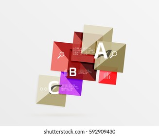 Overlapping square infographics. Vector template background for workflow layout, diagram, number options or web design