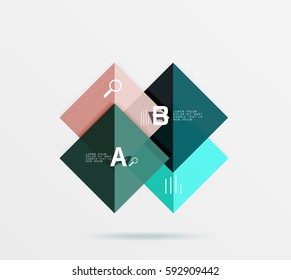 Overlapping square infographics. Vector template background for workflow layout, diagram, number options or web design