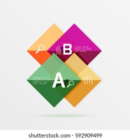 Overlapping square infographics. Vector template background for workflow layout, diagram, number options or web design