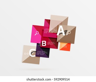 Overlapping square infographics. Vector template background for workflow layout, diagram, number options or web design