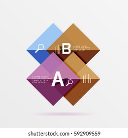 Overlapping square infographics. Vector template background for workflow layout, diagram, number options or web design