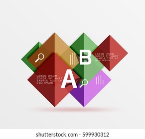 Overlapping square infographics. Vector template background for workflow layout, diagram, number options or web design