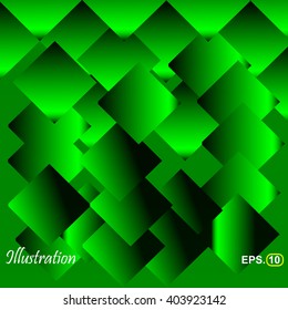Overlapping squares concept Illustration,vector green background