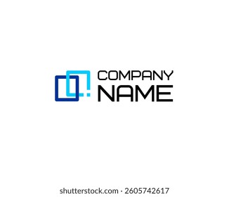 Overlapping Squares Logo, Abstract Symbol for Data Analytics, Finance, Business, Digital Solutions, Smart Calculations, Market Analysis, Corporate Strategy, Connectivity, and Performance Optimization