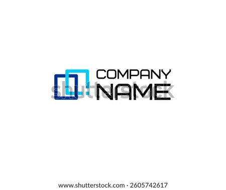 Overlapping Squares Logo, Abstract Symbol for Data Analytics, Finance, Business, Digital Solutions, Smart Calculations, Market Analysis, Corporate Strategy, Connectivity, and Performance Optimization