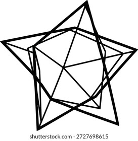 Icono de estrella superpuesto con simetría geométrica densa para contenido de diseño abstracto, poligonal y complejo
