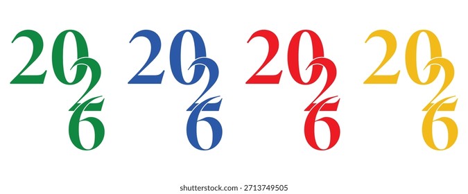 Overlapping stylized numbers representing the year 2026, colorful new year calendar design