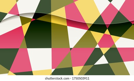 overlapping surfaces formed by polygons of different colors, shapes and sizes. colorful motley wallpapers with 3D effect. vector