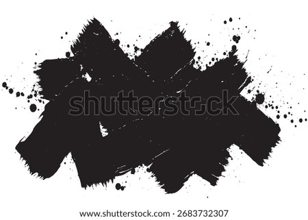 Overlapping Thick Black Paint Strokes and Splatters Design Element

