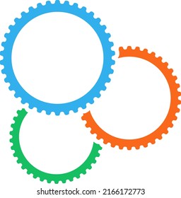Overlapping three gears silhouette icon.