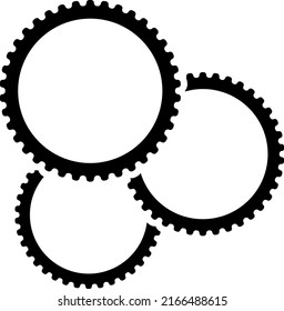 Overlapping three gears silhouette icon.