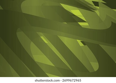 A sobreposição de formas orgânicas verdes translúcidas cria um fundo abstrato dinâmico e fluente com uma sensação moderna e natural.