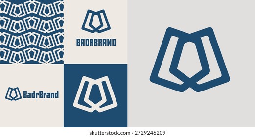 Formas trapezoidales superpuestas que crean un aspecto profesional y robusto. Perfecto para negocios corporativos, logística o ingeniería.