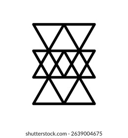 Overlapping triangles. Editable stroke vector icon.