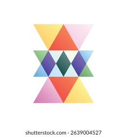 Overlapping triangles. Editable vector icon, coloured.