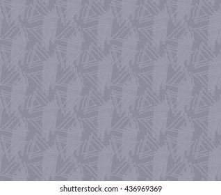 Overlapping triangles on gray.Hand drawn seamless background.Rough hatched pattern. Fabric design.
