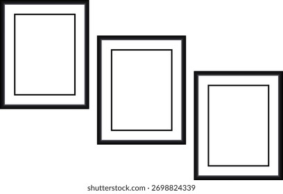 Ilustração de vetor de grupo de quadros de foto triplos sobrepostos