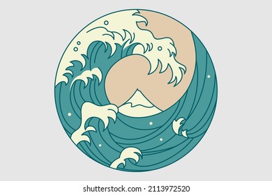 Overlapping wave in circle vector