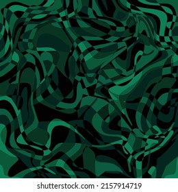 Overlapping wave print design, modern fashion design with  striped shapes. Abstract graphic pattern. Green texture. Vector background