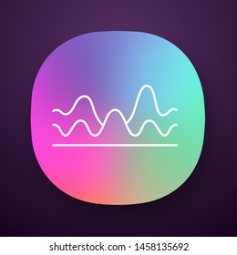 Overlapping waves app icon. Sound wave with flowing, fluid effect. Digital soundwave, audio waveform, audio rhythm. UI/UX user interface. Web or mobile application. Vector isolated illustration