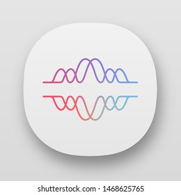 Overlapping Waves App Icon. UI/UX User Interface. Voice Recording, Radio Signal. Abstract Music Frequency Level. Noise, Vibration Amplitude. Web Or Mobile Applications. Vector Isolated Illustration