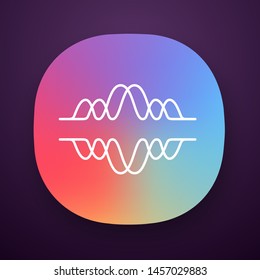 Overlapping waves app icon. Voice recording, radio signal. Abstract music frequency level. Noise, vibration amplitude. UI/UX user interface. Web or mobile application. Vector isolated illustration