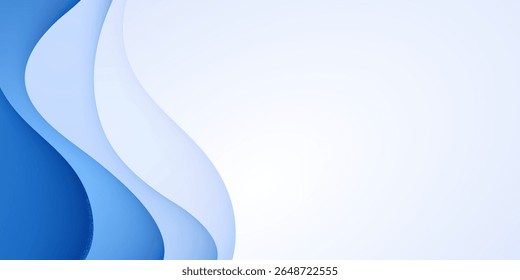 overlapping wavy white and blue paper cut vector texture  abstract background