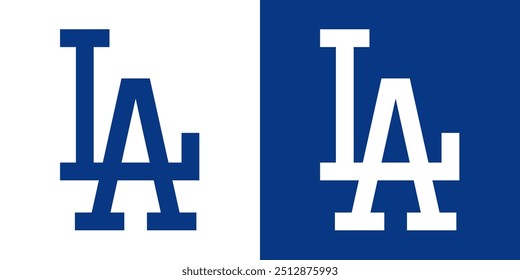 Overlapping White Blue Abstract LA Los Angeles Letters Logo Icon Sign Symbol Emblem Badge Vector EPS PNG Clip Art No Background