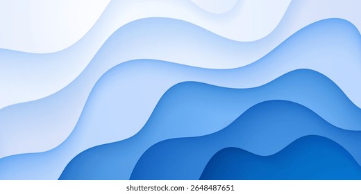 overlapping white and blue paper cut vector texture wavy abstract background