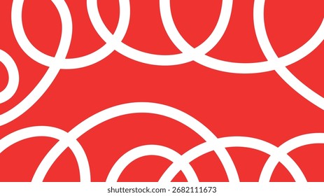 Overlapping white circles on red background creating abstract pattern