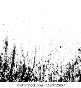 Overlay aged grainy messy paint template. Distress urban used texture. Grunge rough dirty background. Brushed black cover. Renovate wall frame grimy backdrop. Empty aging design element. EPS10 vector.