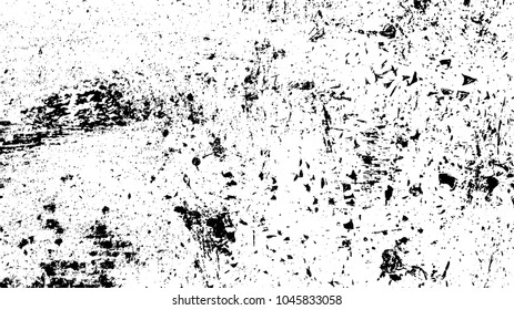 Overlay aged grainy messy template. Distress urban used texture. Grunge rough dirty background. Brushed black paint cover. Renovate wall frame grimy backdrop. Empty aging design element. EPS10 vector.