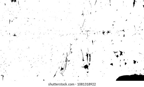 Overlay aged grainy messy template. Distress urban used texture. Grunge rough dirty background. Brushed black paint cover. Renovate wall frame grimy backdrop. Empty aging design element. EPS10 vector.