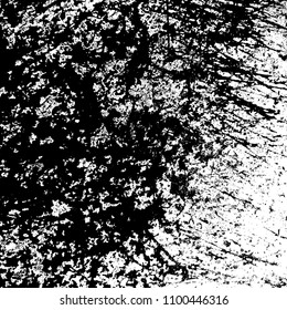 Overlay aged grainy messy template. Distress urban used texture. Grunge rough dirty background. Brushed black paint cover. Renovate wall frame grimy backdrop. Empty aging design element. EPS10 vector.