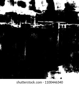 Overlay aged grainy messy template. Distress urban used texture. Grunge rough dirty background. Brushed black paint cover. Renovate wall frame grimy backdrop. Empty aging design element. EPS10 vector.
