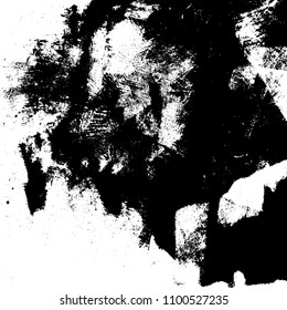Overlay aged grainy messy template. Distress urban used texture. Grunge rough dirty background. Brushed black paint cover. Renovate wall frame grimy backdrop. Empty aging design element. EPS10 vector.