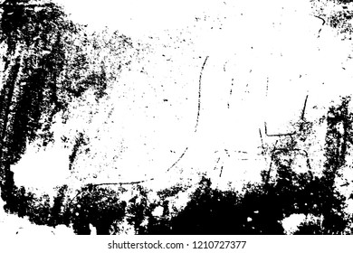 Overlay aged grainy messy template. Grunge rough dirty background. Distress urban used texture. Brushed black paint cover. Renovate wall frame grimy backdrop. Empty aging design element. EPS10 vector.