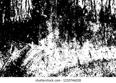 Overlay aged grainy messy template. Grunge rough dirty background. Distress urban used texture. Brushed black paint cover. Renovate wall frame grimy backdrop. Empty aging design element. EPS10 vector.
